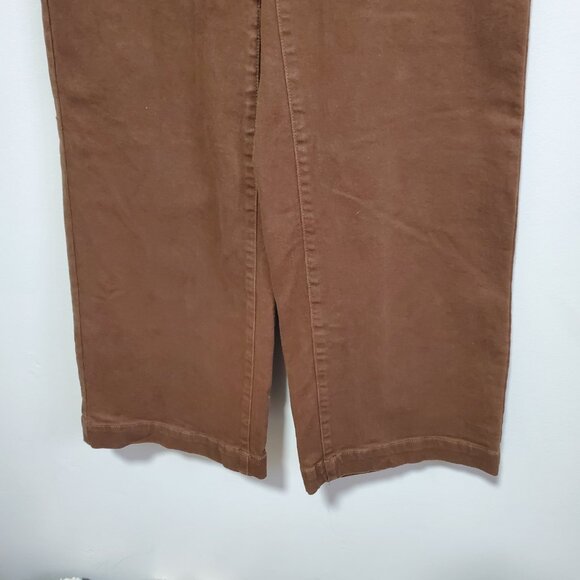 OAK + FORT Cropped Length Twill Wide Leg Pants Culottes Brown Womens Small x 25" - Picture 6 of 14